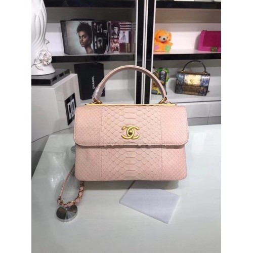 Chanel Original Snake skin Leather Tote Bag A92236 pink