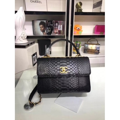 Chanel Original Snake skin Leather Tote Bag A92236 black