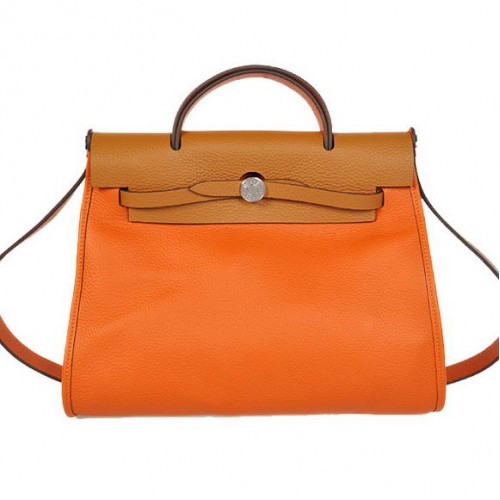 2012 New Hermes HerBag 31CM Togo leather Bag H9051 Orange Camel