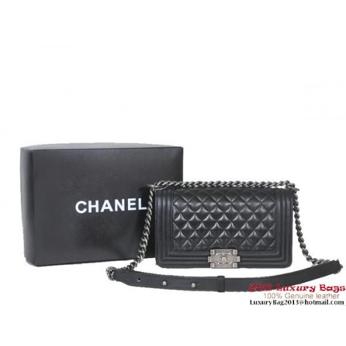 2013 Boy Chanel Flap Shoulder Bag Sheepskin Leather A37003 Black