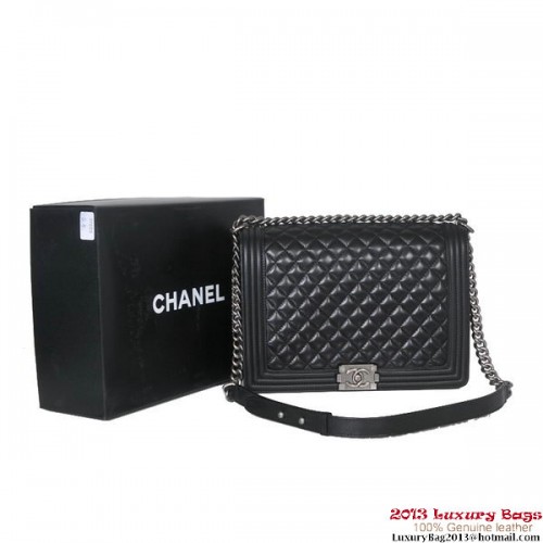 2013 Boy Chanel Flap Shoulder Bag Sheepskin Leather A37005 Black