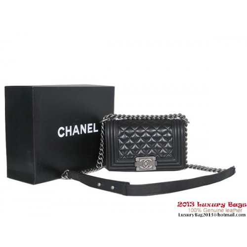2013 Boy Chanel Flap Shoulder Bag Sheepskin Leather A37006 Black
