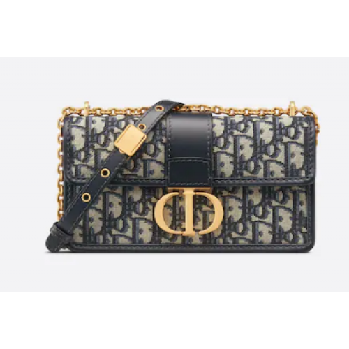 30 MONTAIGNE EAST-WEST BAG WITH CHAIN Blue Dior Oblique Jacquard M9334