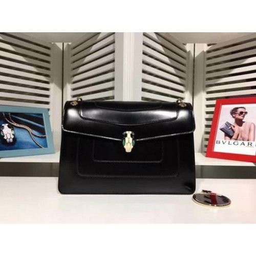 BVLGARI Medium Shoulder Bag Calfskin Leather BG2281 Black