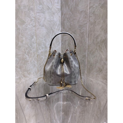 BVLGARI Original Snake Skin Bucket Bag B287614 Silver