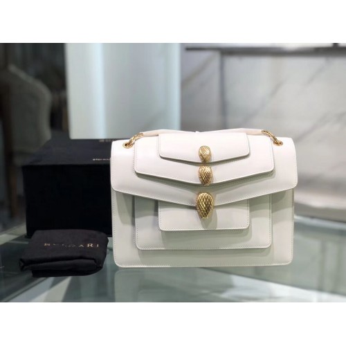 BVLGARI Serpenti Forever leather shoulder bag B288620 white