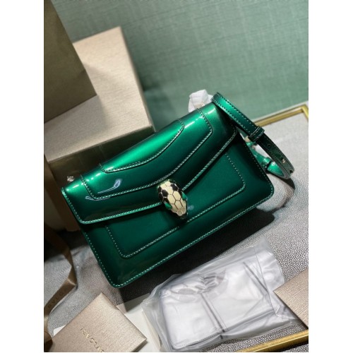 BVLGARI Serpenti Forever metallic-leather shoulder bag 292104 green