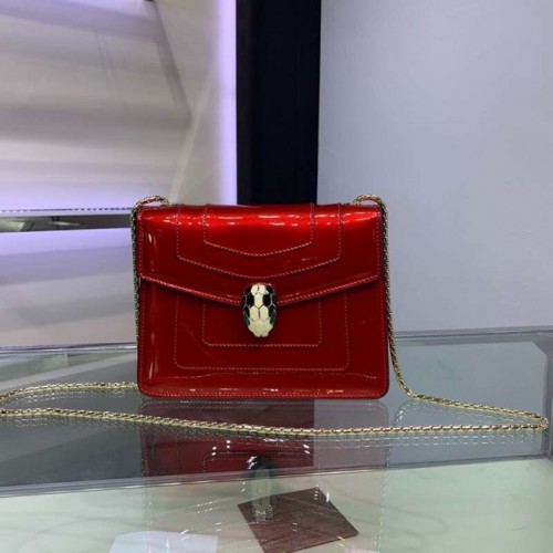 BVLGARI Serpenti Forever metallic-leather shoulder bag 34559 red