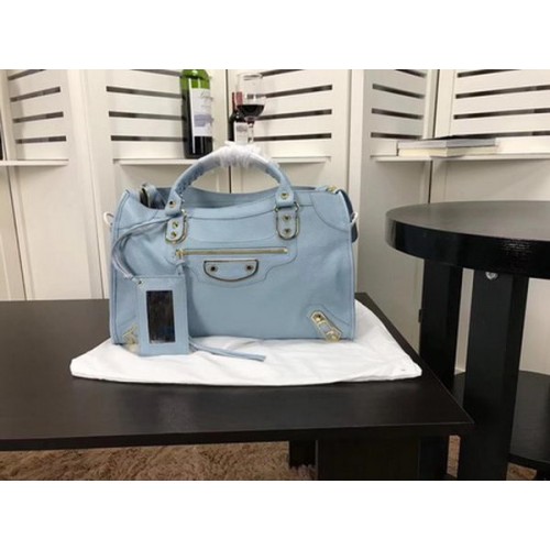 Balenciaga Giant City Gold Studs Handbag B084334 Light Blue
