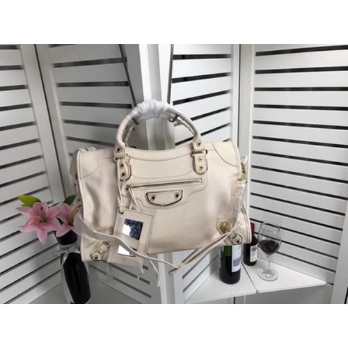 Balenciaga Giant City Gold Studs Handbag B084334 OffWhite