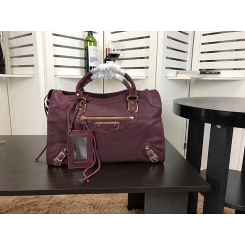 Balenciaga Giant City Gold Studs Handbag B084334 Wine