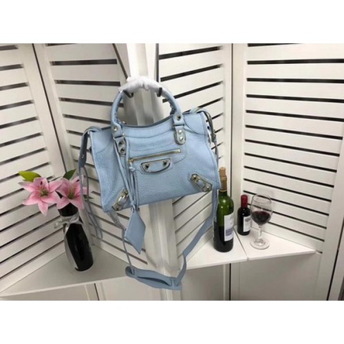 Balenciaga Giant City Gold Studs Handbag B084335 Light Blue