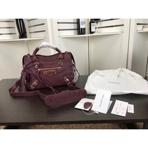 Balenciaga Giant City Gold Studs Handbag B084335 Wine