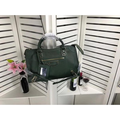 Balenciaga Giant City Gold Studs Handbag B084336 Green