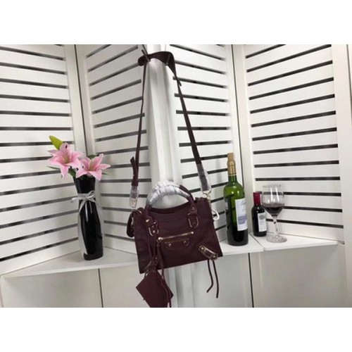 Balenciaga Giant City Gold Studs Handbag B084336 Wine