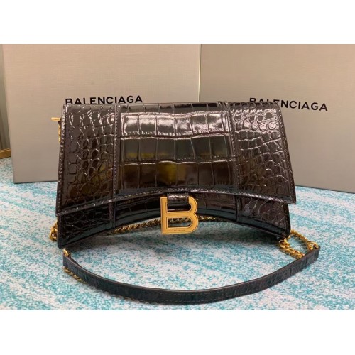 Balenciaga HOURGLASS CHAIN BAG B164497 black&aged-gold hardware