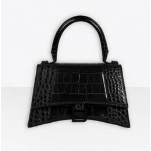 Balenciaga HOURGLASS SMALL TOP HANDLE BAG crocodile embossed calfskin B108895F