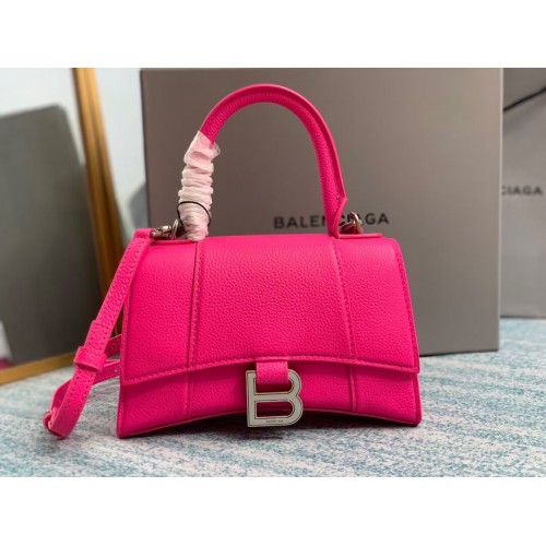 Balenciaga HOURGLASS XS TOP HANDLE BAG Grained calsfkin B108896  neon pink