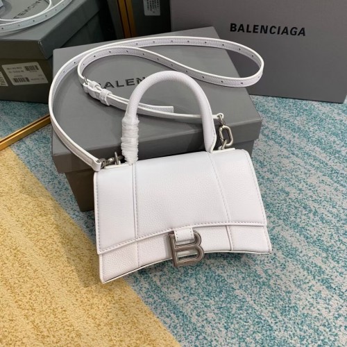 Balenciaga HOURGLASS XS TOP HANDLE BAG Grained calsfkin B108896 white