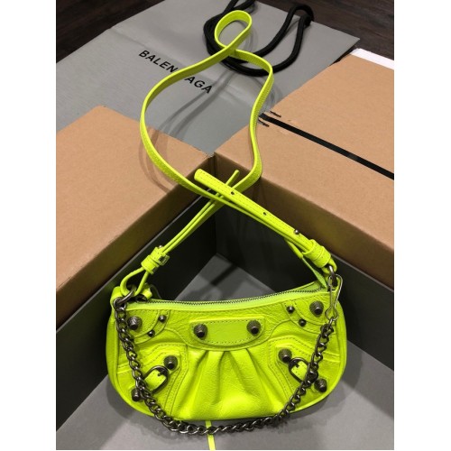 Balenciaga LE CAGOLE MINI PURSE WITH CHAIN 6958141 lemon