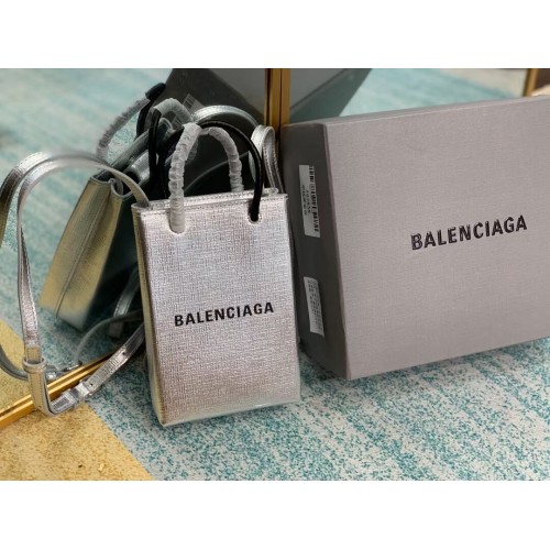 Balenciaga Original Leather Mini Shopper Bag B152865 Silver