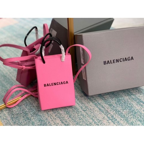 Balenciaga Original Leather Mini Shopper Bag B152865 pink&black