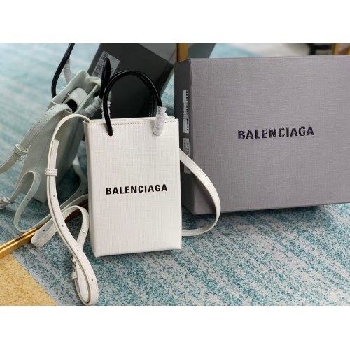 Balenciaga Original Leather Mini Shopper Bag B152865 white&black
