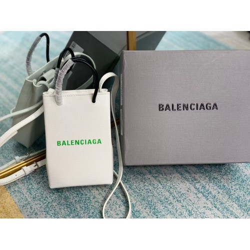 Balenciaga Original Leather Mini Shopper Bag B152865 white&green