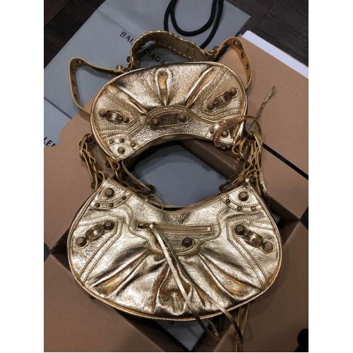 Balenciaga WOMENS LE CAGOLE MEDIUM SHOULDER BAG IN GOLD 27541