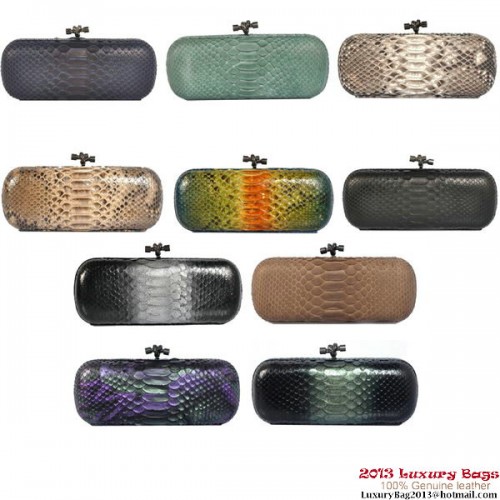 Bottega Veneta 8651L Python Leather Knot Clutches