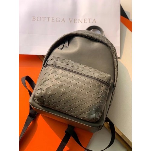Bottega Veneta CLASSIC INTRECCIATO Intrecciato leather backpack 7786 grey