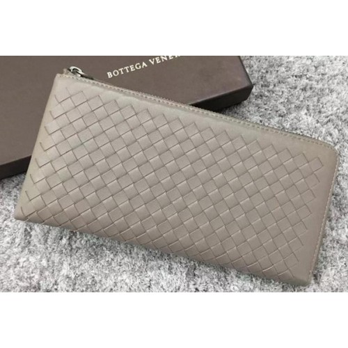Bottega Veneta Intrecciato Leather Clutch BV144077 Grey