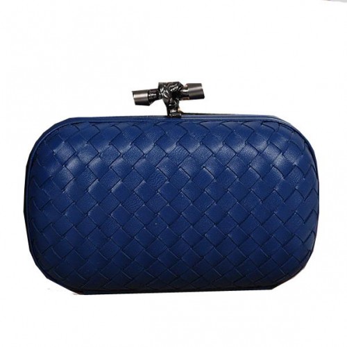 Bottega Veneta Intrecciato Sheepskin Impero Ayers Knot Clutch 11308 RoyalBlue