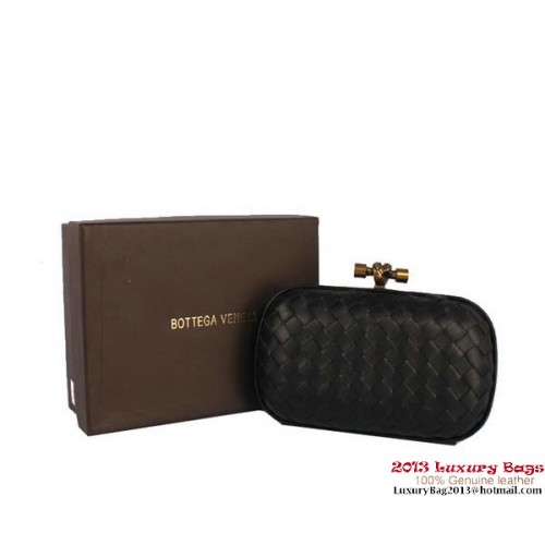 Bottega Veneta Intrecciato Silk Stretch Knot Clutches BV8615 Black