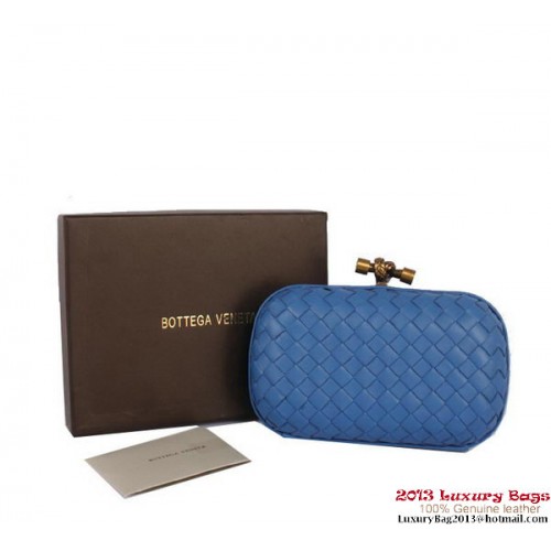 Bottega Veneta Intrecciato Silk Stretch Knot Clutches BV8615 Blue