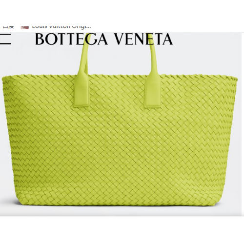 Bottega Veneta Large intreccio leather tote bag 608811 Acid kiwi