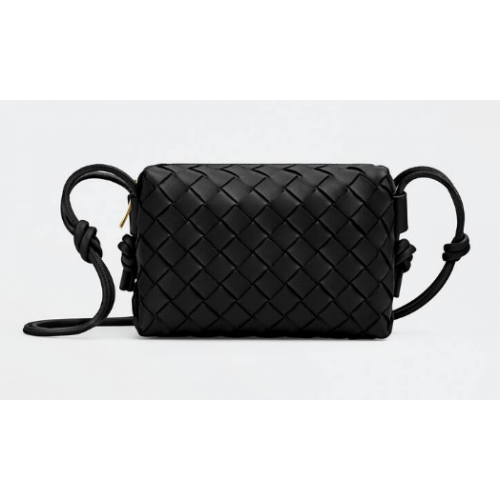 Bottega Veneta Mini intrecciato leather cross-body bag 680254 black