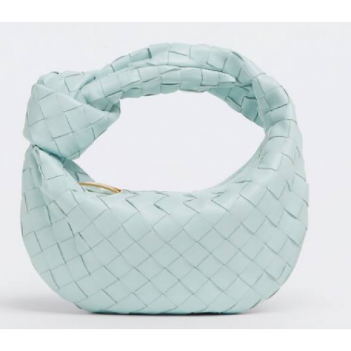Bottega Veneta Mini intrecciato leather top handle bag 651876 Teal Washed