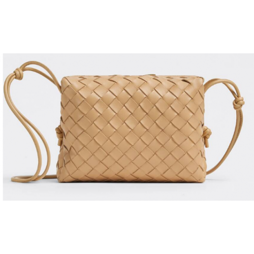 Bottega Veneta Small intrecciato leather cross-body bag 680255 Almond