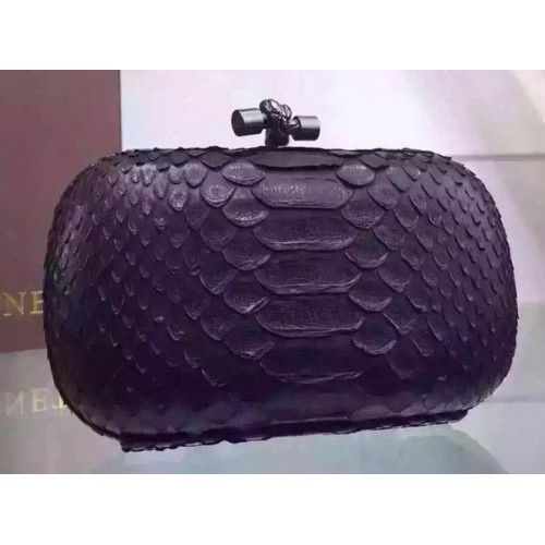 Bottega Veneta Snake Leather Knot Clutch BV8653 Black