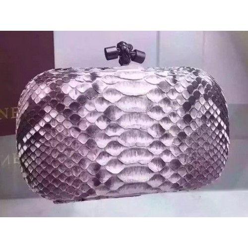 Bottega Veneta Snake Leather Knot Clutch BV8653 Grey