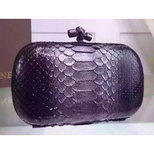 Bottega Veneta Snake Leather Knot Clutch BV8653 Silver