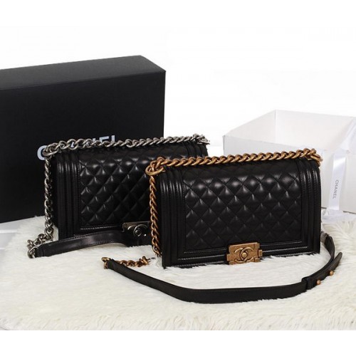 Boy Chanel A67086 Black Flap Shoulder Bag Original Calfskin Leather