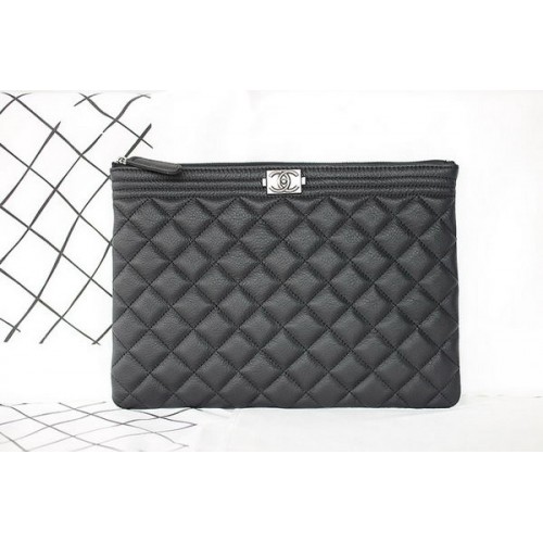 Boy Chanel Chevron Black Calfskin Leather Clutch A69253