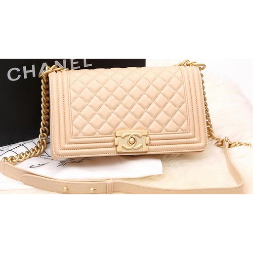 Boy Chanel Flap Bag Original Apricot Pearl Sheepskin Leather A67086 Gold