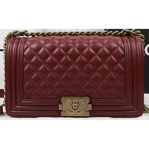 Boy Chanel Flap Bag Original Burgundy Cannage Pattern A67025 Gold