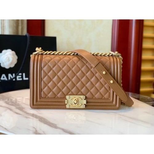 Boy Chanel Flap Bag Original Leather A67086 brown