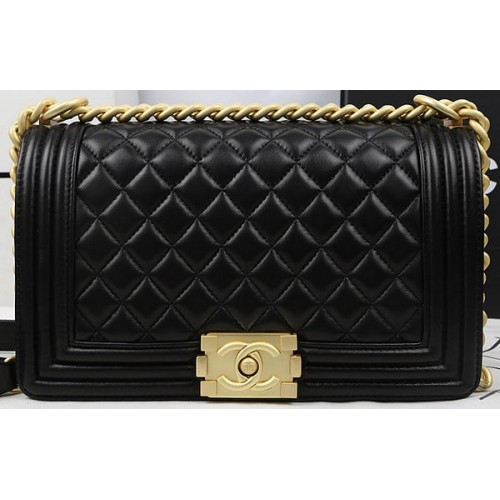 Boy Chanel Flap Bags Original Sheepskin Leather A67025 Black