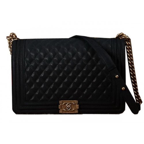 Boy Chanel Flap Shoulder Bag Black Nubuck Leather CHA67087 Gold