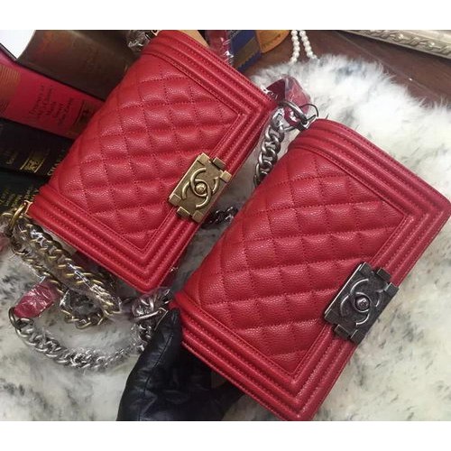 Boy Chanel Flap Shoulder Bag Cannage Pattern A67085 Red
